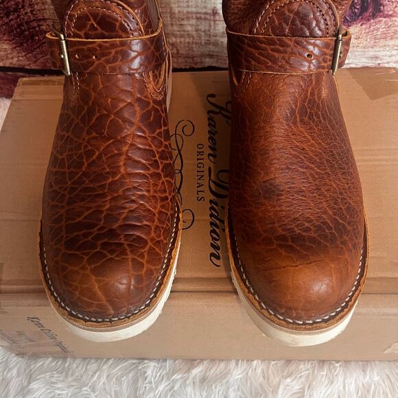 Wesco X ISP Engineer Boots Shrunken Bison Brown Leather Buckles 10\